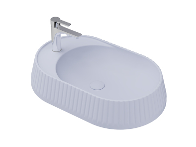 Lucco Pier Tezgah Üstü Lavabo 65 cm, Mat Buz Mavi - 1