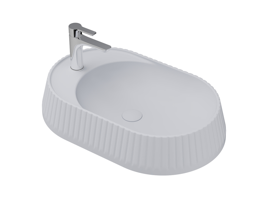 Lucco Pier Tezgah Üstü Lavabo 65 cm, Mat Gümüş Gri - Lucco