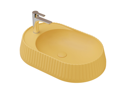 Lucco Pier Tezgah Üstü Lavabo 65 cm, Mat Hardal Sarı - 1