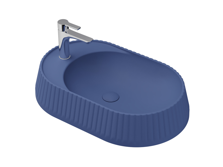 Lucco Pier Tezgah Üstü Lavabo 65 cm, Mat Petrol Mavi - Lucco