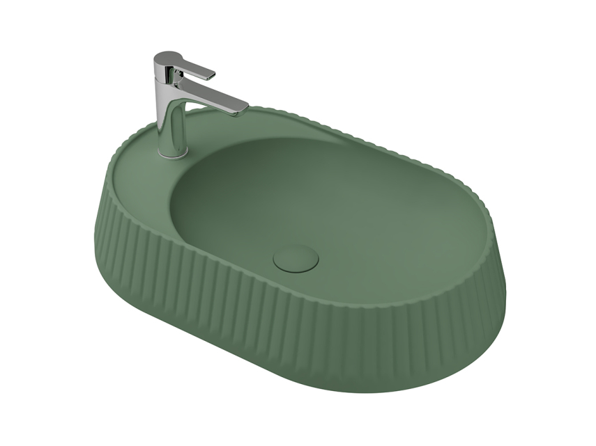 Lucco Pier Tezgah Üstü Lavabo 65 cm, Mat Yeşil - Lucco