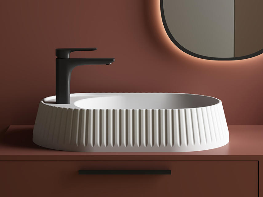 Lucco Pier Tezgah Üstü Lavabo 65 cm, Parlak Beyaz - Lucco