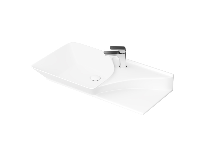 Lucco Poise-X Etajerli Lavabo 80 cm, Mat Beyaz - Lucco