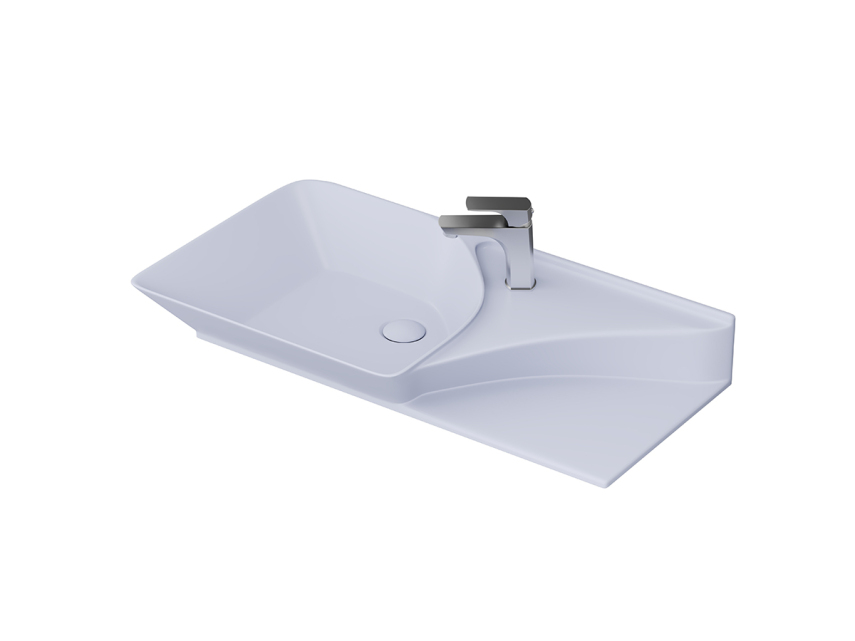 Lucco Poise-X Etajerli Lavabo 80 cm, Mat Buz Mavi - Lucco