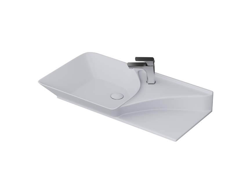 Lucco Poise-X Etajerli Lavabo 80 cm, Mat Gümüş Gri - Lucco