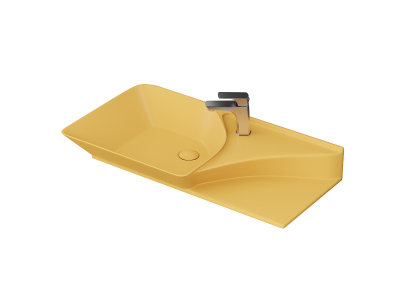 Lucco Poise-X Etajerli Lavabo 80 cm, Mat Hardal Sarı - 1