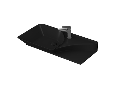 Lucco Poise-X Etajerli Lavabo 80 cm, Mat Siyah - 1
