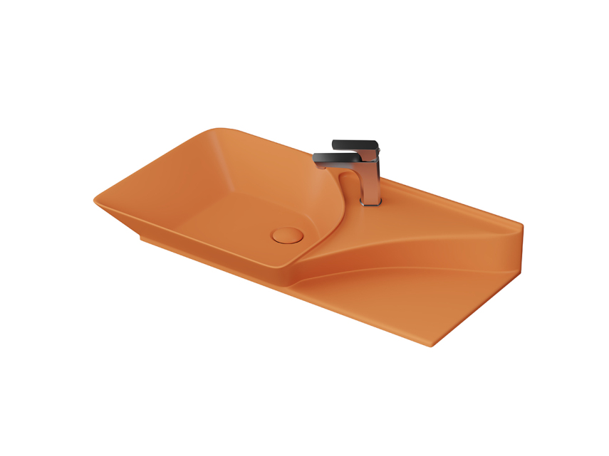 Lucco Poise-X Etajerli Lavabo 80 cm, Mat turuncu - Lucco