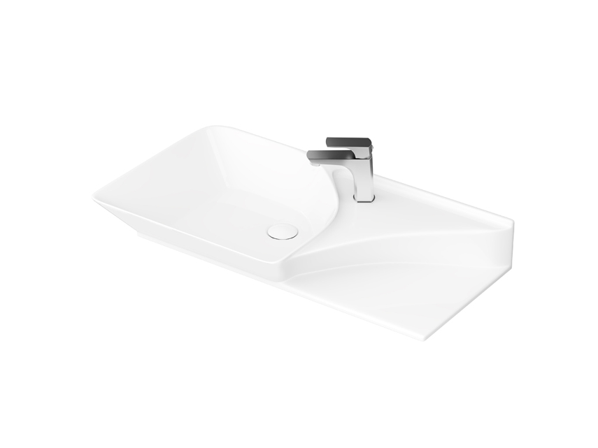 Lucco Poise-X Etajerli Lavabo 80 cm, Parlak Beyaz - Lucco