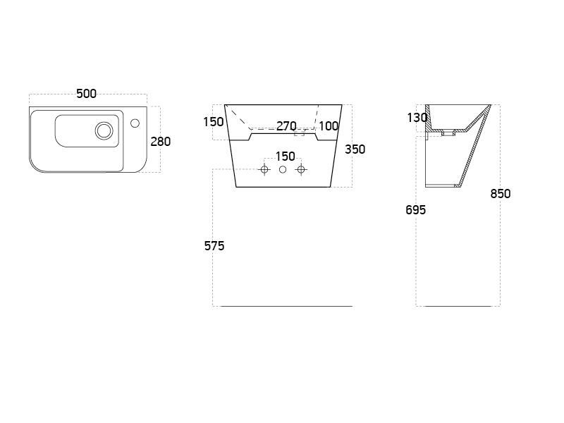 Lucco Primo Asma Monoblok Lavabo 28 cm, Mat Turuncu - Lucco (1)