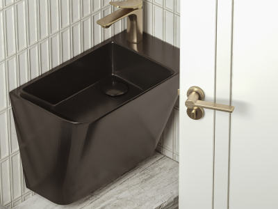Lucco Primo Asma Monoblok Lavabo 28 cm, Parlak Siyah - 3
