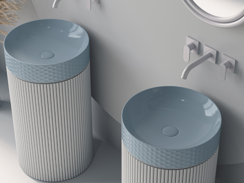 Lucco Siena Çanak Lavabo 44 cm, Mat Buz Mavi - Lucco