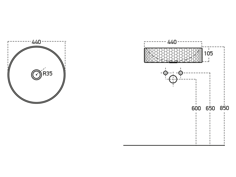 Lucco Siena Çanak Lavabo 44 cm, Mat Yeşil - Lucco (1)