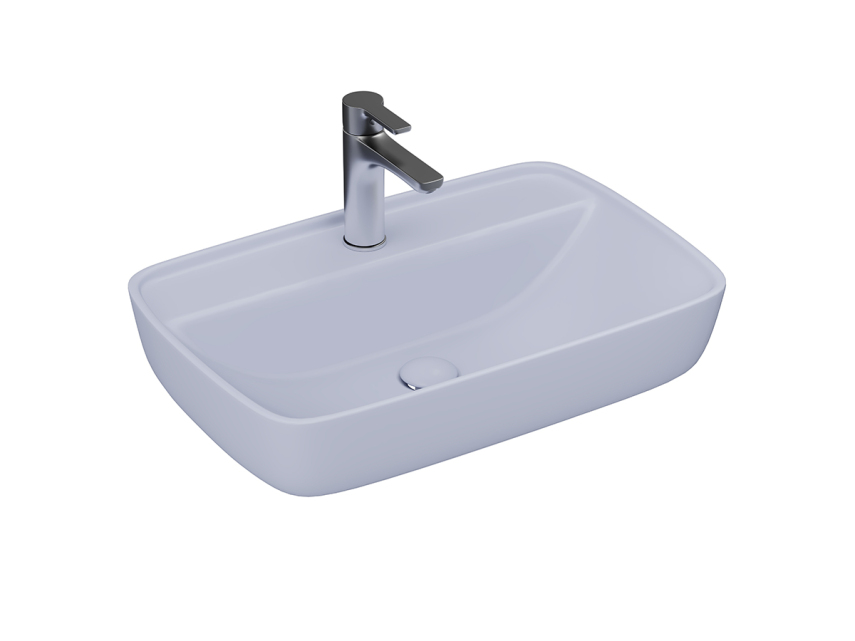 Lucco Vero Tezgah Üstü Lavabo 60 cm, Mat Buz Mavi - Lucco