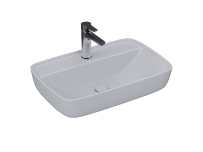 Lucco Vero Tezgah Üstü Lavabo 60 cm, Mat Gümüş Gri - 1