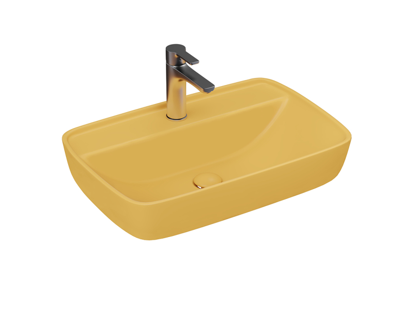 Lucco Vero Tezgah Üstü Lavabo 60 cm, Mat Hardal Sarı - Lucco