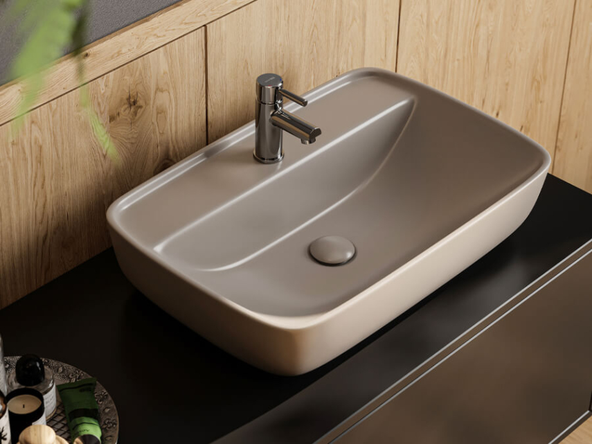 Lucco Vero Tezgah Üstü Lavabo 60 cm, Mat Latte - Lucco