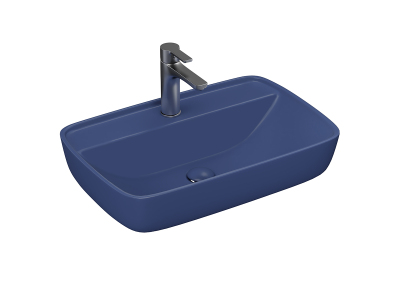 Lucco Vero Tezgah Üstü Lavabo 60 cm, Mat Petrol Mavi - 1