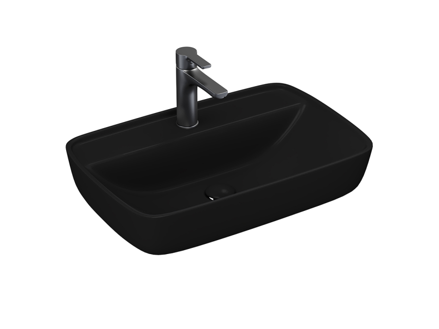 Lucco Vero Tezgah Üstü Lavabo 60 cm, Mat Siyah - Lucco