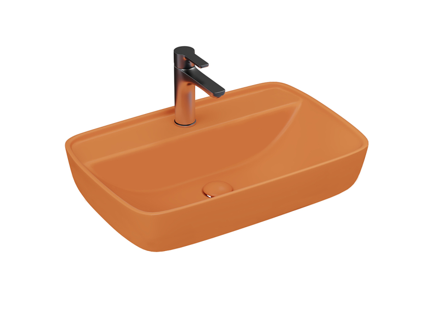 Lucco Vero Tezgah Üstü Lavabo 60 cm, Mat Turuncu - Lucco
