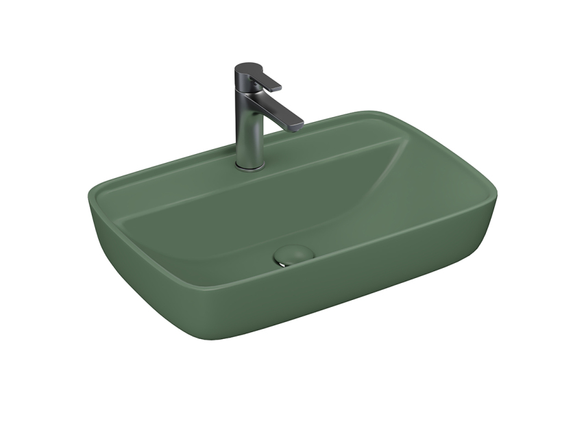 Lucco Vero Tezgah Üstü Lavabo 60 cm, Mat Yeşil - Lucco