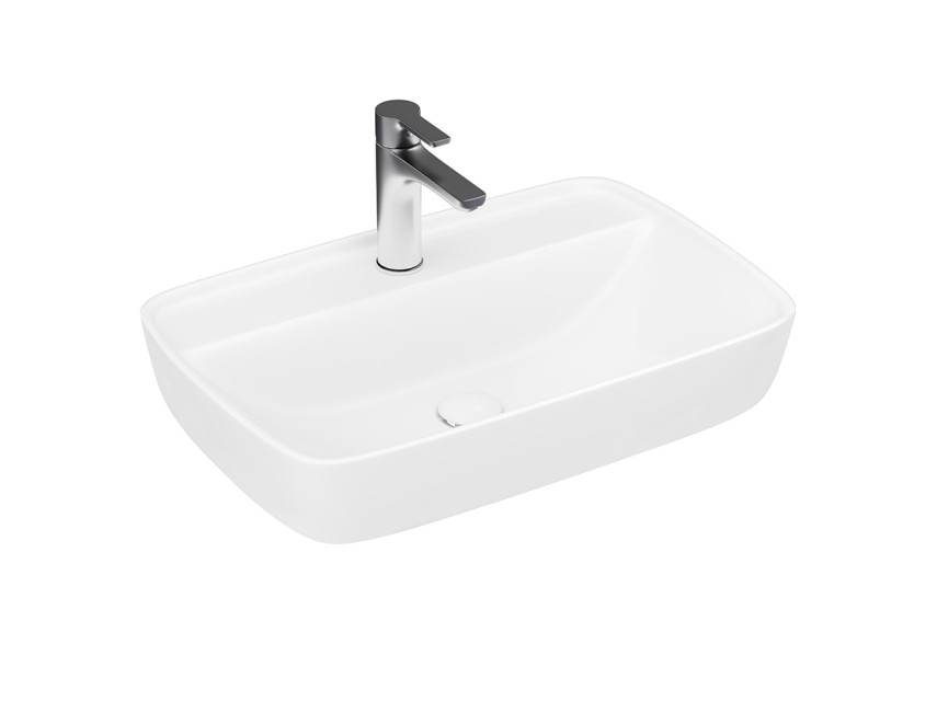 Lucco Vero Tezgah Üstü Lavabo 60 cm, Parlak Beyaz - Lucco