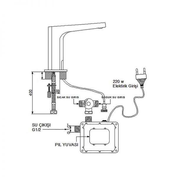Newarc Aqua Fotoselli Lavabo Bataryası Siyah - Newarc (1)