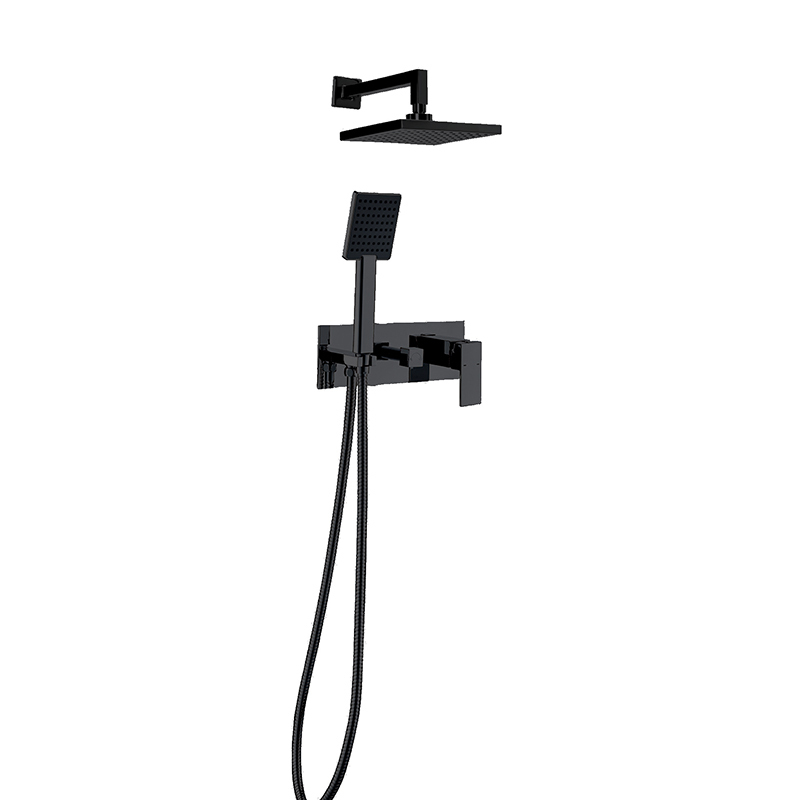 Newarc Aqua Siyah Ankastre Banyo Batarya Seti - Newarc