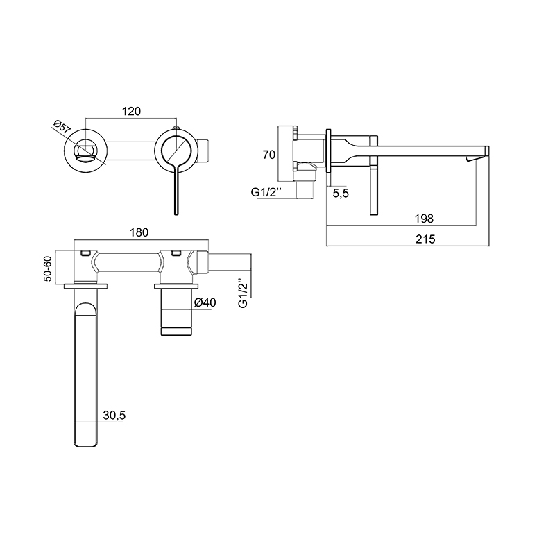 Newarc Bold Siyah Ankastre Lavabo Bataryası - Newarc (1)