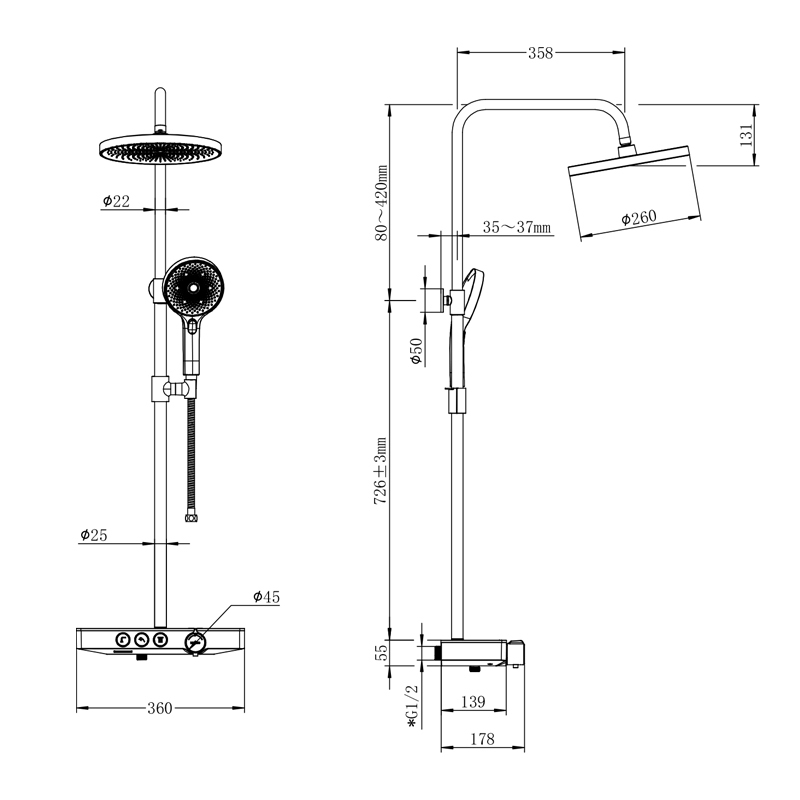 Newarc Bold Siyah Bataryalı Duş Ünitesi - Newarc (1)