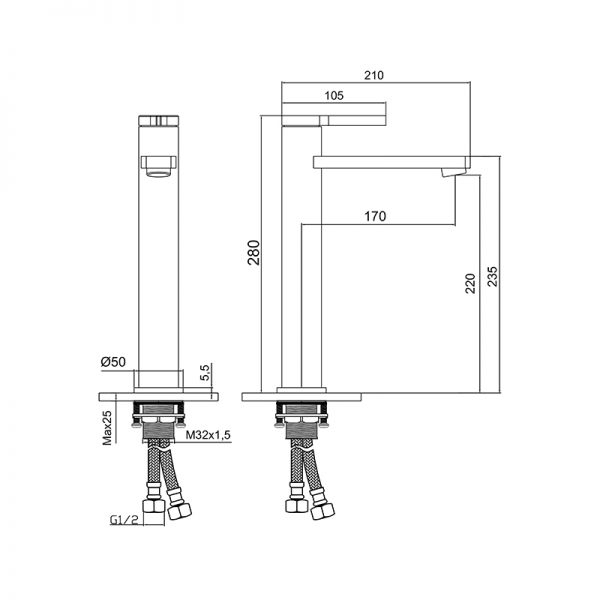 Newarc Bold Siyah Çanak Tipi Lavabo Bataryası - Newarc (1)