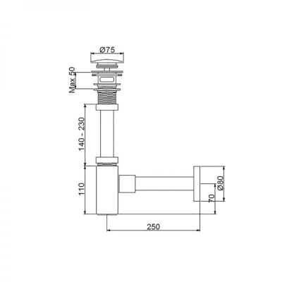 Newarc Corner Lavabo Sifonu Basmalı Delikli Altın - 2