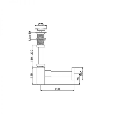 Newarc Corner Lavabo Sifonu Basmalı Deliksiz - 2