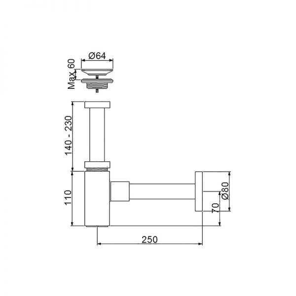 Newarc Corner Lavabo Sifonu Süzgeçli altın - Newarc (1)