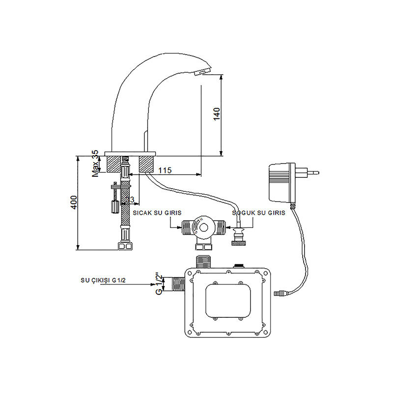 Newarc Elite Fotoselli Lavabo Bataryası Siyah - Newarc (1)