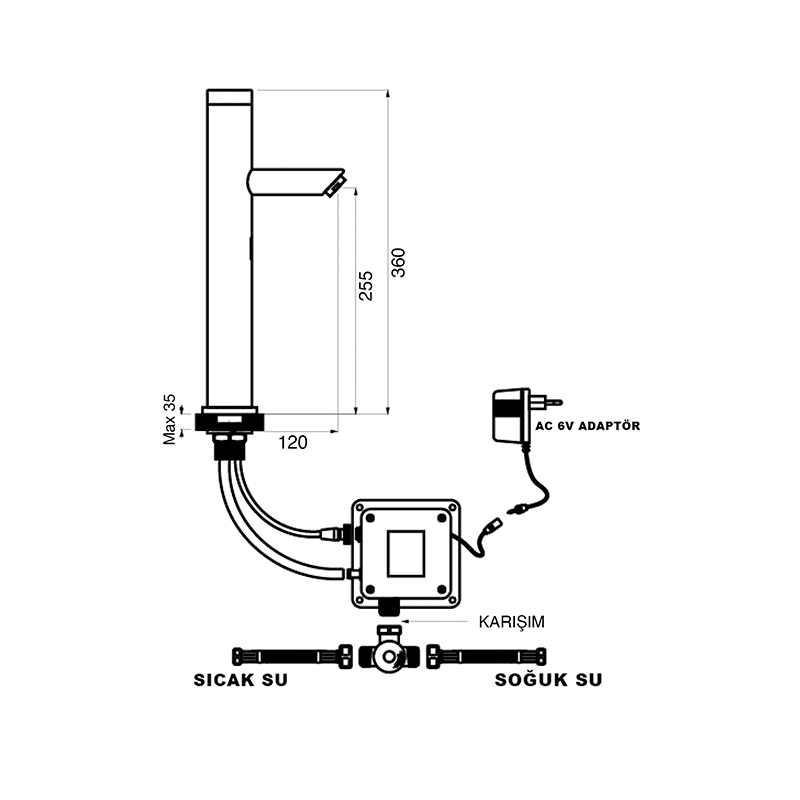 Newarc Newart Çanak Tipi Fotoselli Lavabo Bataryası / Siyah - Newarc (1)