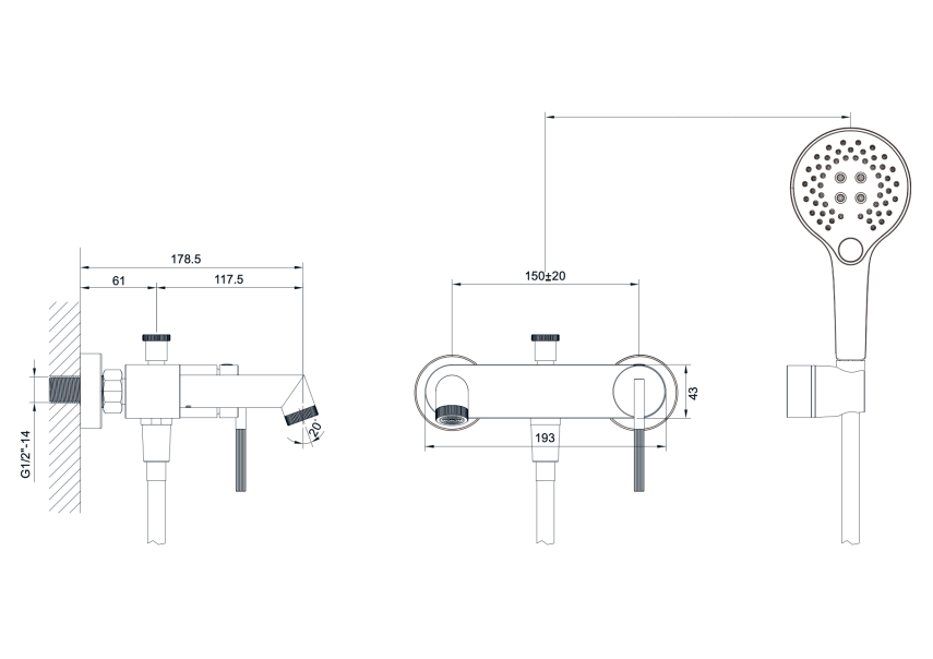 Newarc Opera El Duşlu Banyo Bataryası Mat Bakır - Newarc (1)
