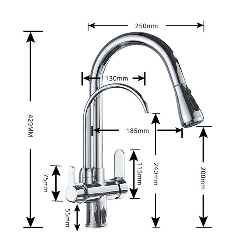 Newarc Spiralli Arıtma Su Girişli Eviye Bataryası Krom - Newarc (1)