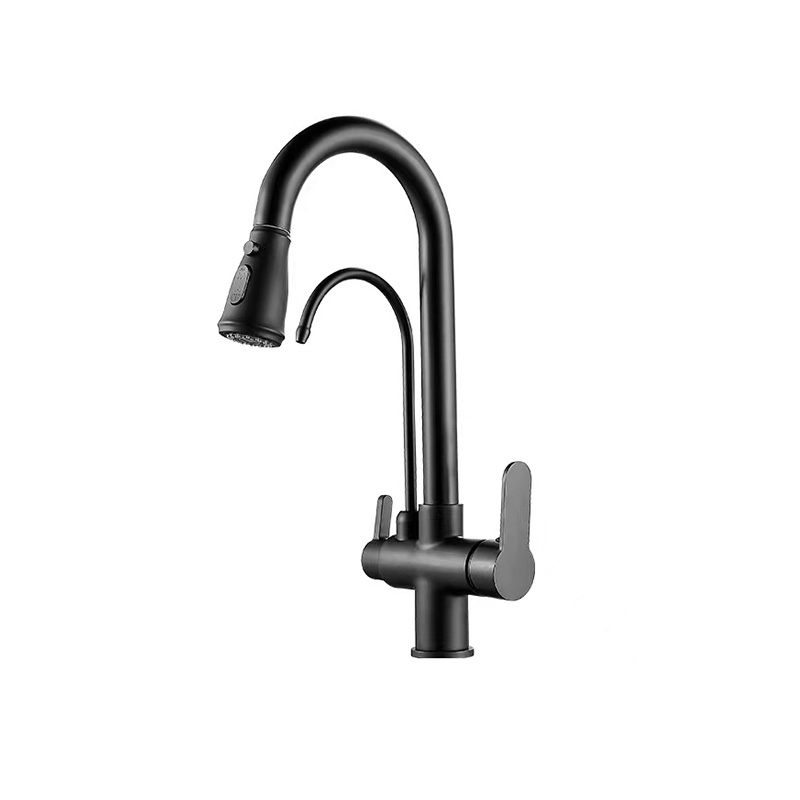 Newarc Spiralli Arıtma Su Girişli Eviye Bataryası Siyah - Newarc