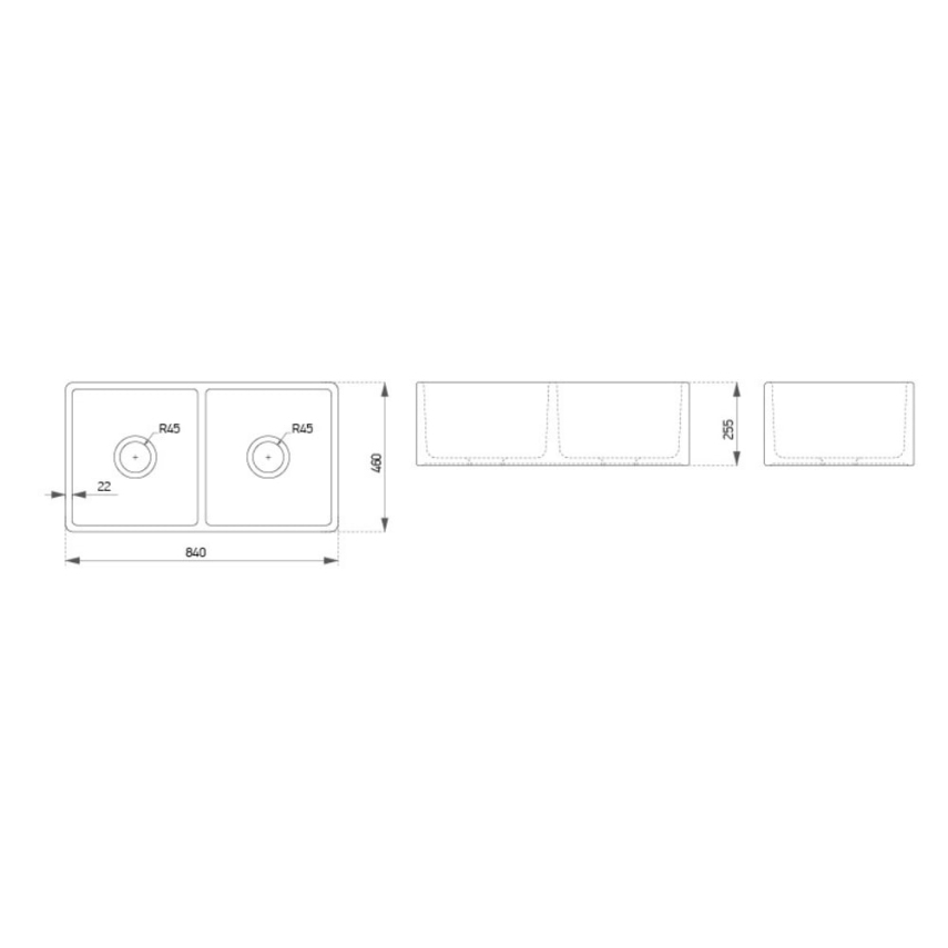Sanovit Glory Seramik Mutfak Eviyesi 84 cm, Parlak Beyaz - Sanovit (1)