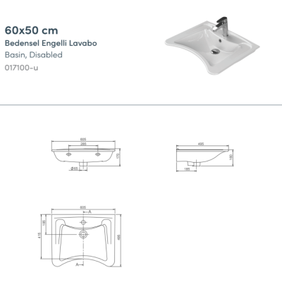 Turkuaz Bedensel Engelli Lavabo 60x49,5 - 4