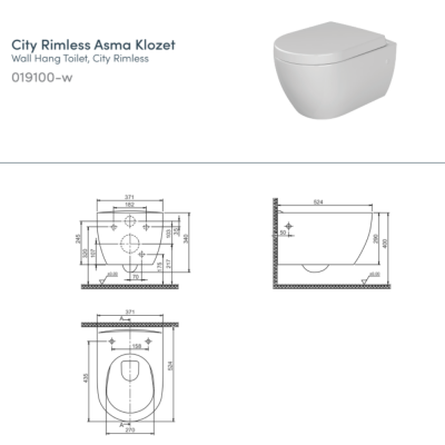 Turkuaz City Rimless Asma Klozet Seti - 5