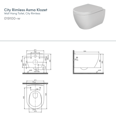 Turkuaz City Rimless Entegre Ara Musluklu Asma Klozet Seti (Klozet Kapağı Dahil) - 4