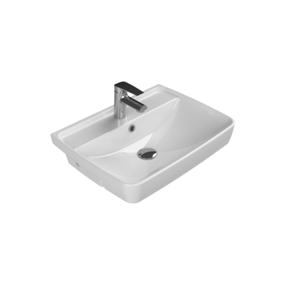 Turkuaz Duru Yarım Tezgah Üstü Lavabo 56x43 cm - 1