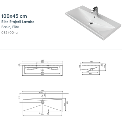 Turkuaz Elite Etajerli Lavabo 100x45 cm - 2