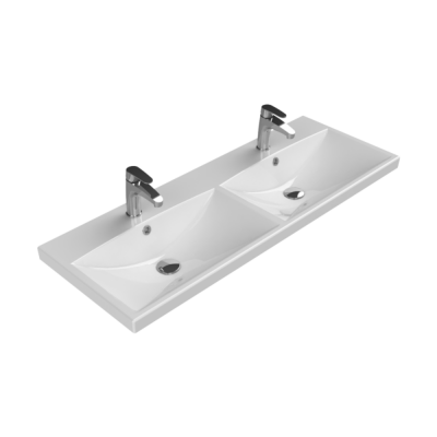 Turkuaz Elite Etajerli Lavabo 120x45 cm (Çift Hazneli Çift Delikli) - 1
