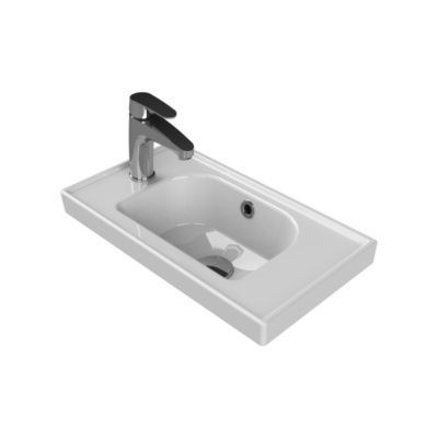 Turkuaz Frame Etajerli Lavabo 50x28 cm (Soldan Bataryalı) - 1