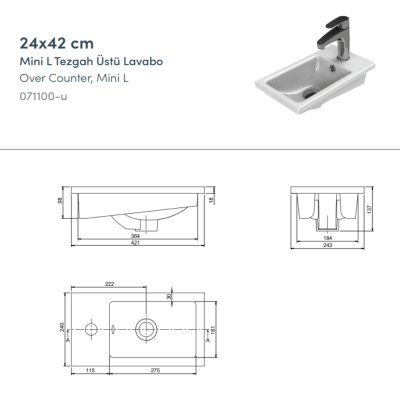 Turkuaz Mini L Lavabo 24x42 cm - 3