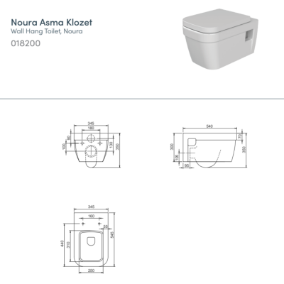 Turkuaz Noura Rimless Asma Klozet Seti (Klozet Kapağı Dahil) - 3