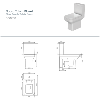 Turkuaz Noura Takım Klozet Seti (Alttan Çıkışlı) - 3